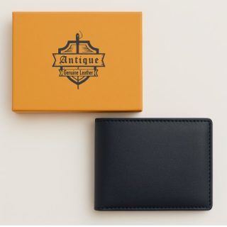 Genuine brown leather slim wallet